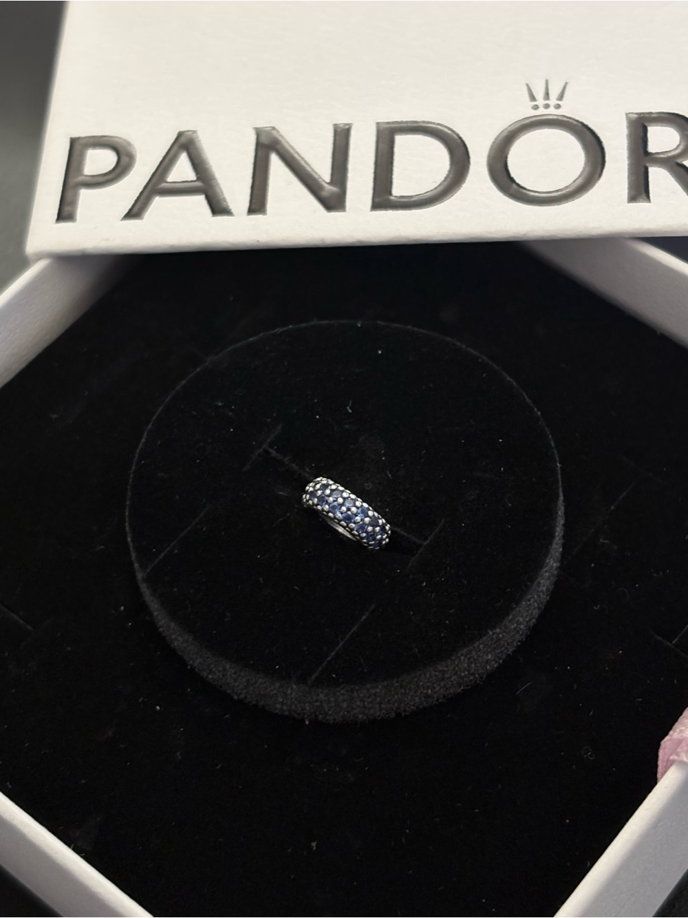 Pandora Sterling Spacer Charm with Blue Pavé